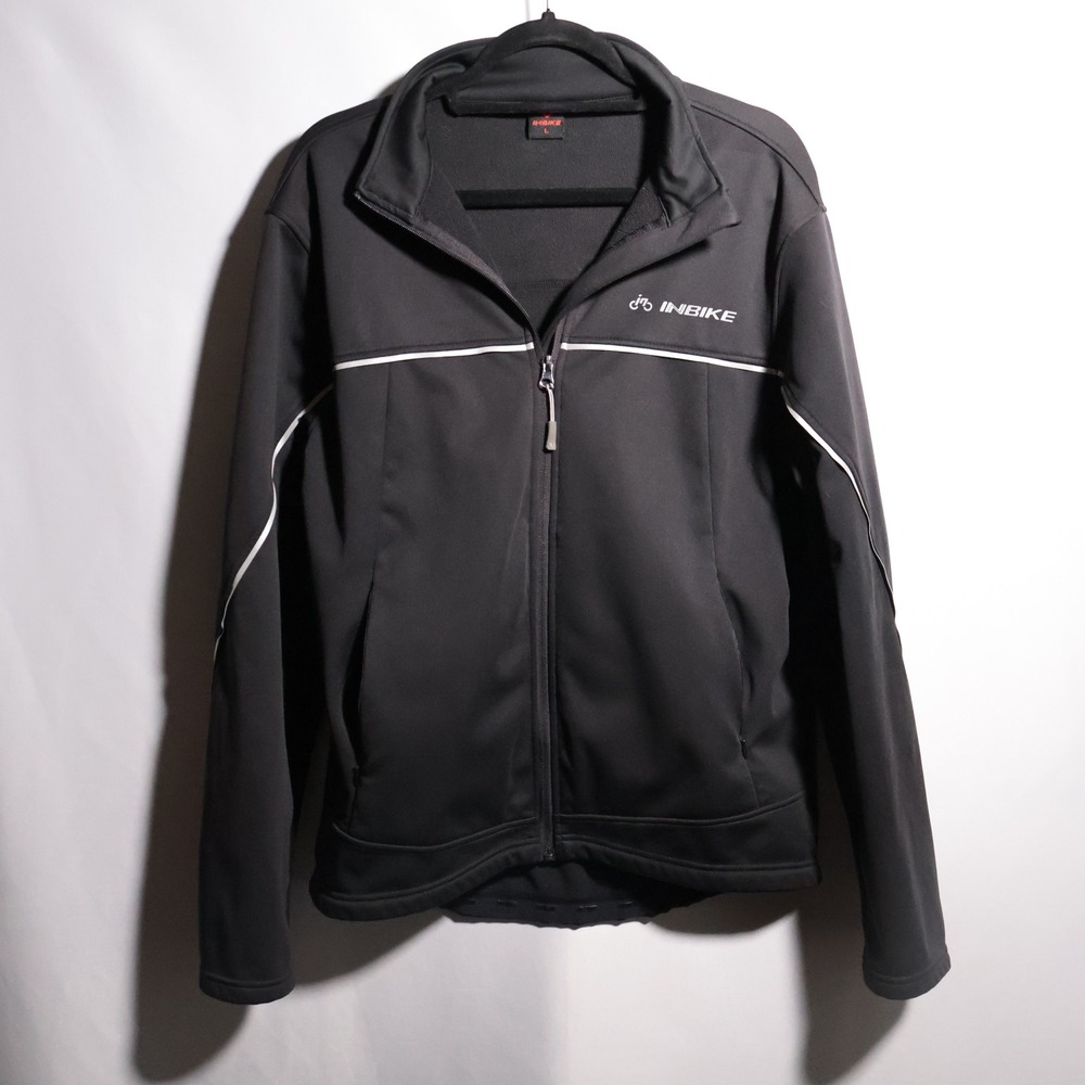 INBIKE Men's Black Cycling Jacket Size‎ L Polyester Full Zip Athletic Top